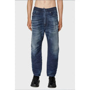 Diesel Herrenjeans aus dunkelblauem Denim mit lässiger, schmal zulaufender Passform und elastischem Bund, Vorderansicht