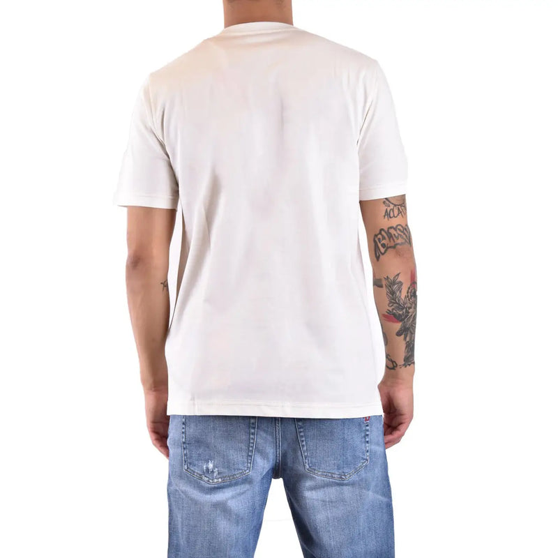 Diesel Weißes Herren-T-Shirt aus Baumwolle mit Rundhalsausschnitt, schlichtem Schnitt und kurzen Ärmeln.