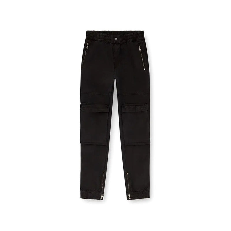 Diesel mens black cargo trousers with zipper accents elastic waistband fall winter pocket style