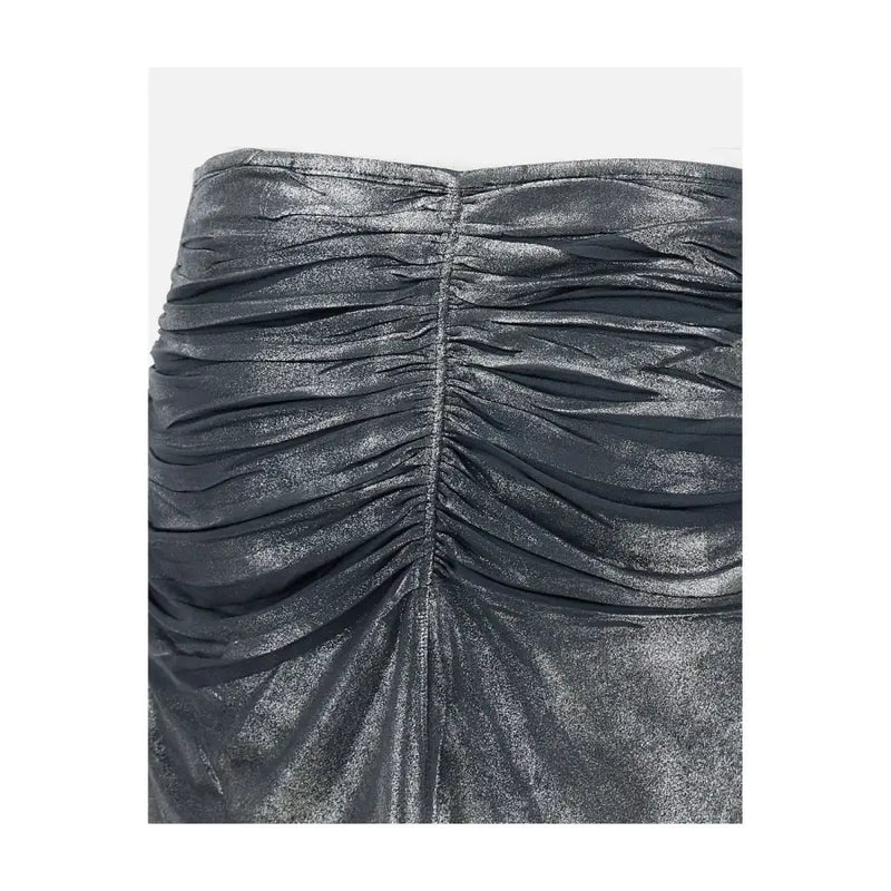 Diesel women grey acetate elastane skirt shimmering metallic gray ruched mini skirt with sleek form-fitting design