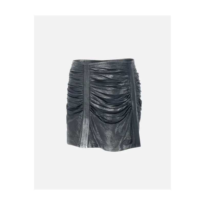 Diesel women grey acetate elastane mini skirt with ruched design and subtle sheen for spring summer wear