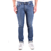 Slim fit blue cotton elastane men jeans by dondup with rolled cuffs suitable for fall winter wear