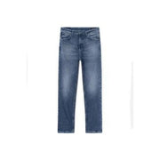 Dondup Jeans für Damen aus blauem Denim mit geradem Bein und verwaschener Optik, Vorderansicht