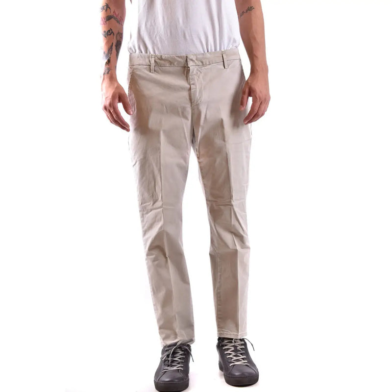 Dondup Beige Baumwollhosen für Herren mit geradem Bein und sichtbaren Ziernähten