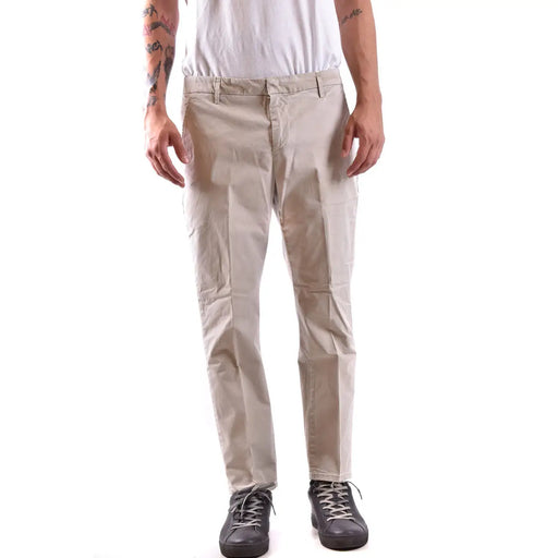 Dondup Beige Baumwollhosen für Herren mit geradem Bein und sichtbaren Ziernähten