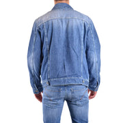 Dondup Herrenblazer aus blauem Denim mit klassischen Ziernähten und geknöpften Manschetten, aus 100 % Baumwolle, für Frühling und Sommer