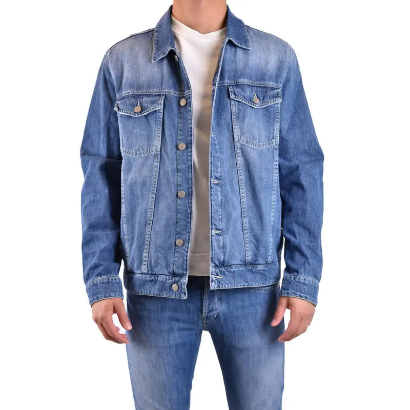 Mittelblaue Jeansjacke mit Knopfleiste und Brusttaschen von Dondup Herrenblazer aus 100 % Baumwolle für Frühling und Sommer