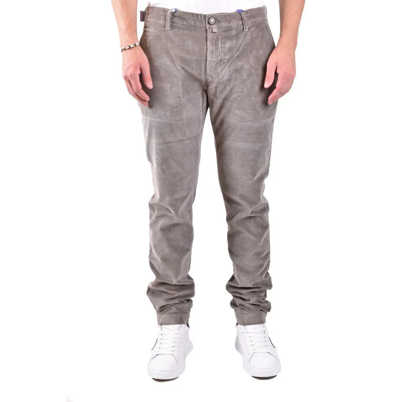 Dondup men grey cotton trousers in slim fit gray corduroy with rolled cuffs for a stylish casual look