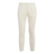 Dondup men grey cotton trousers featuring cream-colored slim-fit chinos with a crisp tailored design and pressed creases