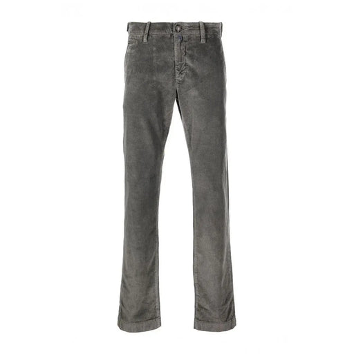 Dondup graue Herren-Baumwollhose aus dunkelgrauem Cord mit klassischem geradem Bein und umgeschlagenen Säumen