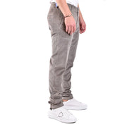 Dondup men grey cotton trousers in corduroy with a subtle vertical ribbed texture and classic tapered fit
