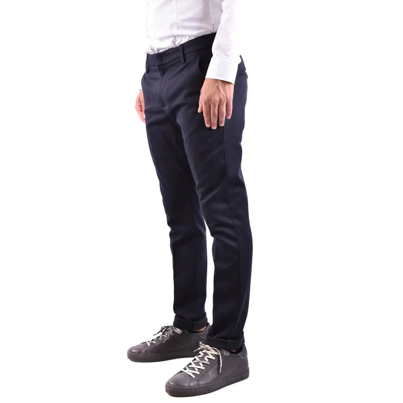 Dondup men wool blend dark navy chino slim fit trousers with subtle creases for a sharp formal look