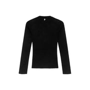 Schwarzer, gerippter Langarmpullover mit Rundhalsausschnitt aus Viskosemischung von Dondup Damen-Strickjacken-Kollektion