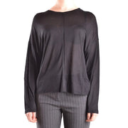 Dondup Schwarzes Damen-Strickshirt aus Viskose mit U-Boot-Ausschnitt, transparenten Mesh-Einsätzen und lockerer Passform, langärmelig top