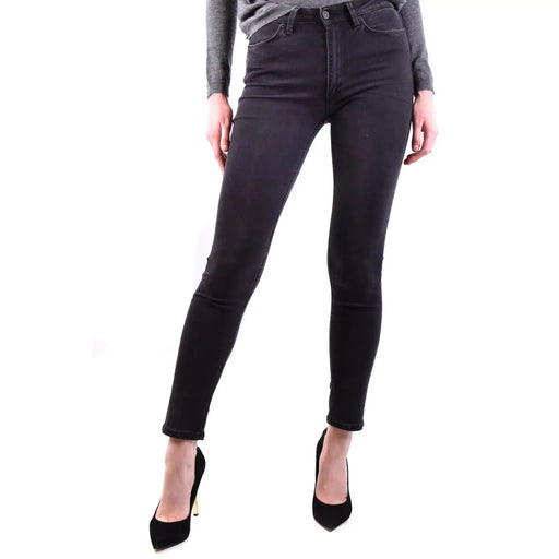 Black high-waisted skinny jeans by Dondup with zip button closure designed for fall winter wear