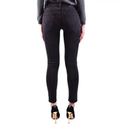 Back side of dondup women black slim fit skinny jeans with classic back pockets for fall winter
