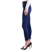 Dondup Damen-Jeans aus blauem Baumwoll-Denim in Dunkelblau, hochgeschnitten, mit Knopf- und Reißverschluss