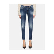 Dondup Blaue Damen-Jeans aus Baumwolle in schmaler Passform mit Used-Look und Rissen