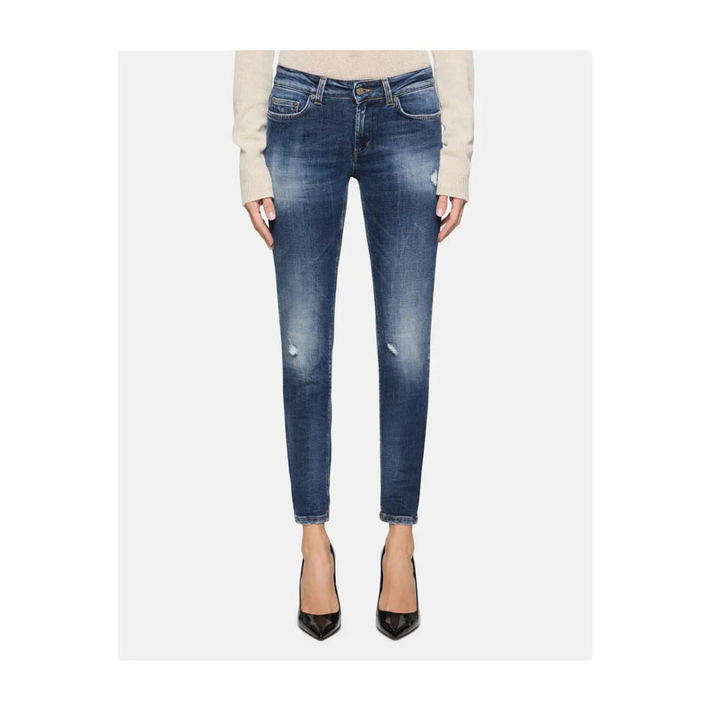 Dondup Blaue Damen-Jeans aus Baumwolle in schmaler Passform mit Used-Look und Rissen