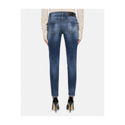 Dondup Damen-Jeans aus blauer Baumwolle mit Rissen, mittelblauer Waschung, schmale Passform und dezenten Waschungsdetails