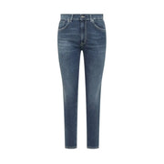 Dondup Damen-Jeans aus blauem Baumwoll-Stretch in dunkler Waschung mit schmaler Passform und klassischem Fünf-Taschen-Design