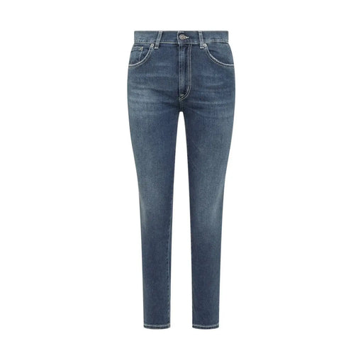 Dondup Damen-Jeans aus blauem Baumwoll-Stretch in dunkler Waschung mit schmaler Passform und klassischem Fünf-Taschen-Design