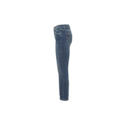 Dondup Damen-Jeans aus dunkelblauem Baumwoll-Stretch-Denim mit schmaler Passform und klassischer, von hinten sichtbarer Naht.