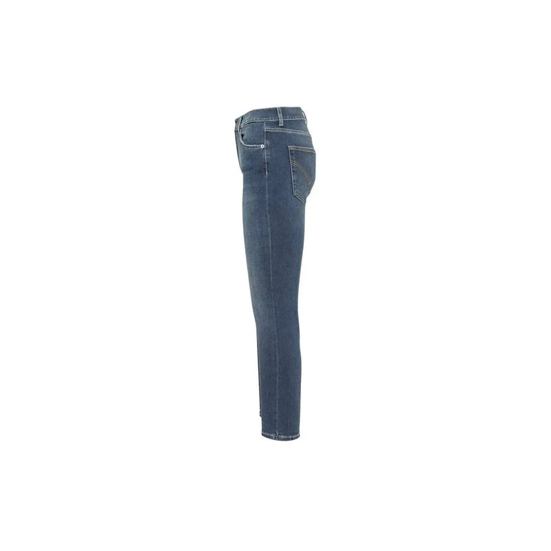 Dondup Damen-Jeans aus dunkelblauem Baumwoll-Stretch-Denim mit schmaler Passform und klassischer, von hinten sichtbarer Naht.