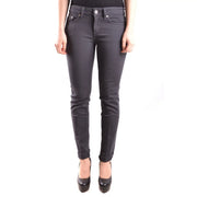 Dondup Graue Damen-Stretchjeans aus Baumwolle in schmaler Passform mit klassischem Fünf-Taschen-Design und silberfarbenen Beschlägen
