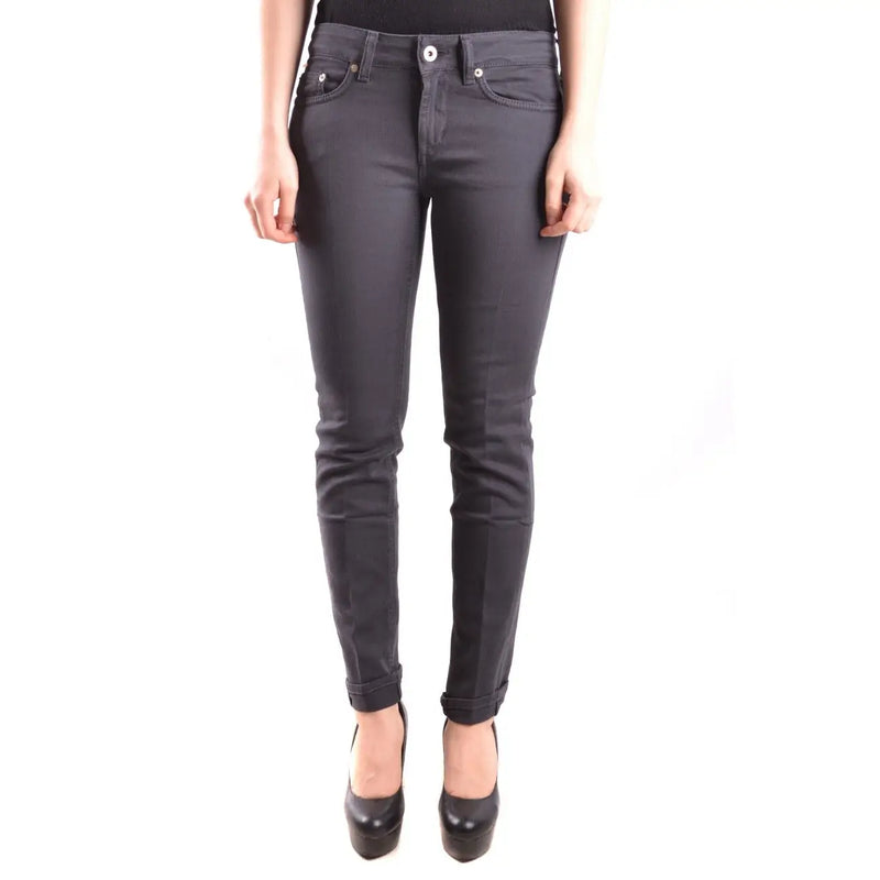 Dondup Graue Damen-Stretchjeans aus Baumwolle in schmaler Passform mit klassischem Fünf-Taschen-Design und silberfarbenen Beschlägen