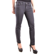 Dondup Graue Damen-Stretchjeans aus Baumwolle in schmaler Passform mit fünf Taschen und silberfarbenen Beschlägen
