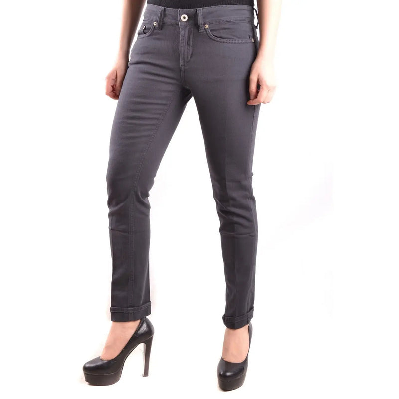 Dondup Graue Damen-Stretchjeans aus Baumwolle in schmaler Passform mit klassischem Fünf-Taschen-Design und umgeschlagenen Säumen