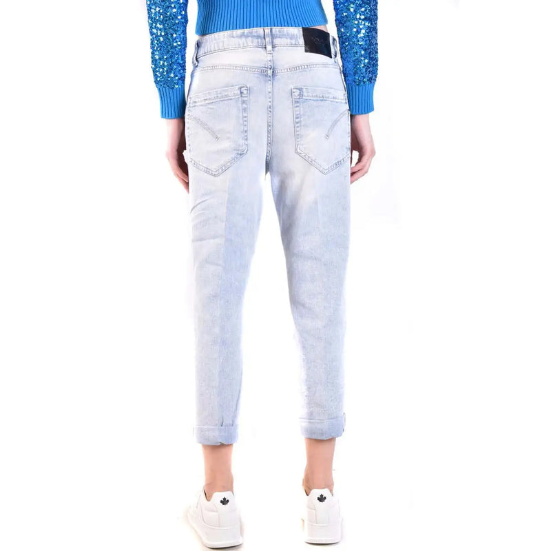 Dondup Damen-Jeans aus hellblauem Baumwoll-Denim mit Used-Look, lockerer Passform und hochgekrempelten Säumen in heller Waschung