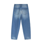 Dondup Damen-Jeans aus Baumwolle mit Rissen in hellblauem Denim, lässigem, geradem Bein und dezenter Auswaschung an den Oberschenkeln.