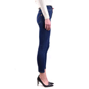 Dark blue skinny jeans with light stitching and gold emblem on back pocket for Dondup Women Spring Summer collection