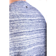 Dondup Wollpullover für Damen in blau-weiß meliertem Strick mit geripptem Halsausschnitt, Vorderansicht