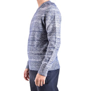Dondup Wollpullover für Damen in meliertem Blau und Weiß mit gerippten Bündchen und Saum, Vorderansicht
