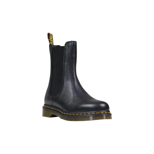 Black pebbled leather ankle boots for women by dr martens showing back side of the footwear