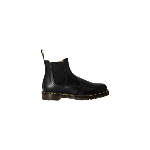 Dr. Martens Herren-Chelsea-Boots aus schwarzem Glattleder mit elastischen Seiteneinsätzen und gelben Ziernähten