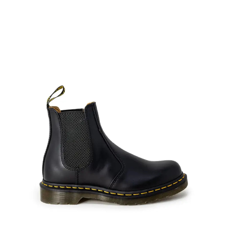 Dr. Martens Herrenstiefel, schwarze Chelsea-Boots aus Leder mit elastischen Seiteneinsätzen und gelben Ziernähten, Frühjahr/Sommer 22227001