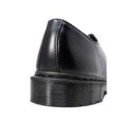Dr. Martens Herren-Schnürschuhe, schwarzes Leder mit glänzender Oberfläche und markanter geriffelter Gummisohle, Größe 3