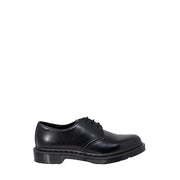 Black leather dr martens men lace up shoes size 3 showing the back side of the shoe