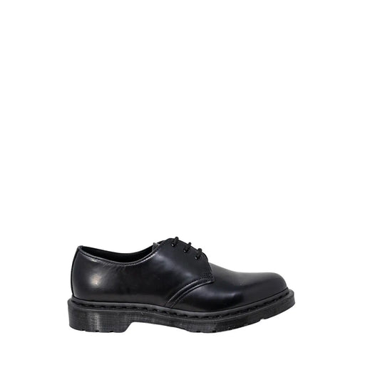 Black leather dr martens men lace up shoes size 3 showing the back side of the shoe