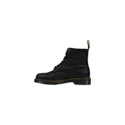 Schwarze Dr. Martens Herren-Lederstiefel mit Schnürung, die sich durch glattes schwarzes Leder und robuste Verarbeitung auszeichnen.