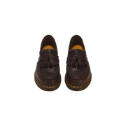 Dunkelbraune Leder-Quastenslipper mit gelben Ziernähten für Herren, Dr. Martens Adrian Mokassin-Schuhe, braun