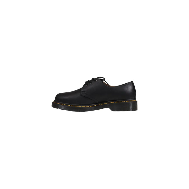 Schwarze Dr. Martens Herren-Lederschuhe, Modell Classic 1461, mit dem markanten Design der Vorderseite