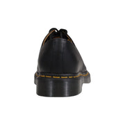 Schwarze Dr. Martens Herren-Lederschuhe, klassisches Modell 1461, Vorder- und Seitenansicht.
