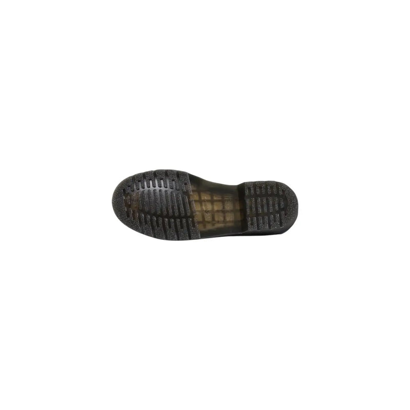 Schwarze Gummisohle mit strukturiertem Gitterprofil und durchscheinender gelblicher Zwischensohle bei Dr. Martens Herren-Lederschuhen, schwarz, klassisch 1461