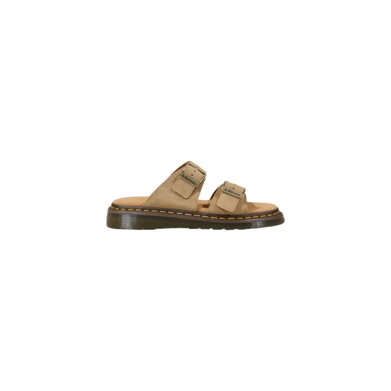 Dr martens men leather slippers in beige with tan leather upper and round open toe design 41083200