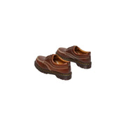 Dr. Martens Herren Lowell Schnürschuhe aus butterscotchbraunem Leder mit gelben Ziernähten und dicker Gummisohle